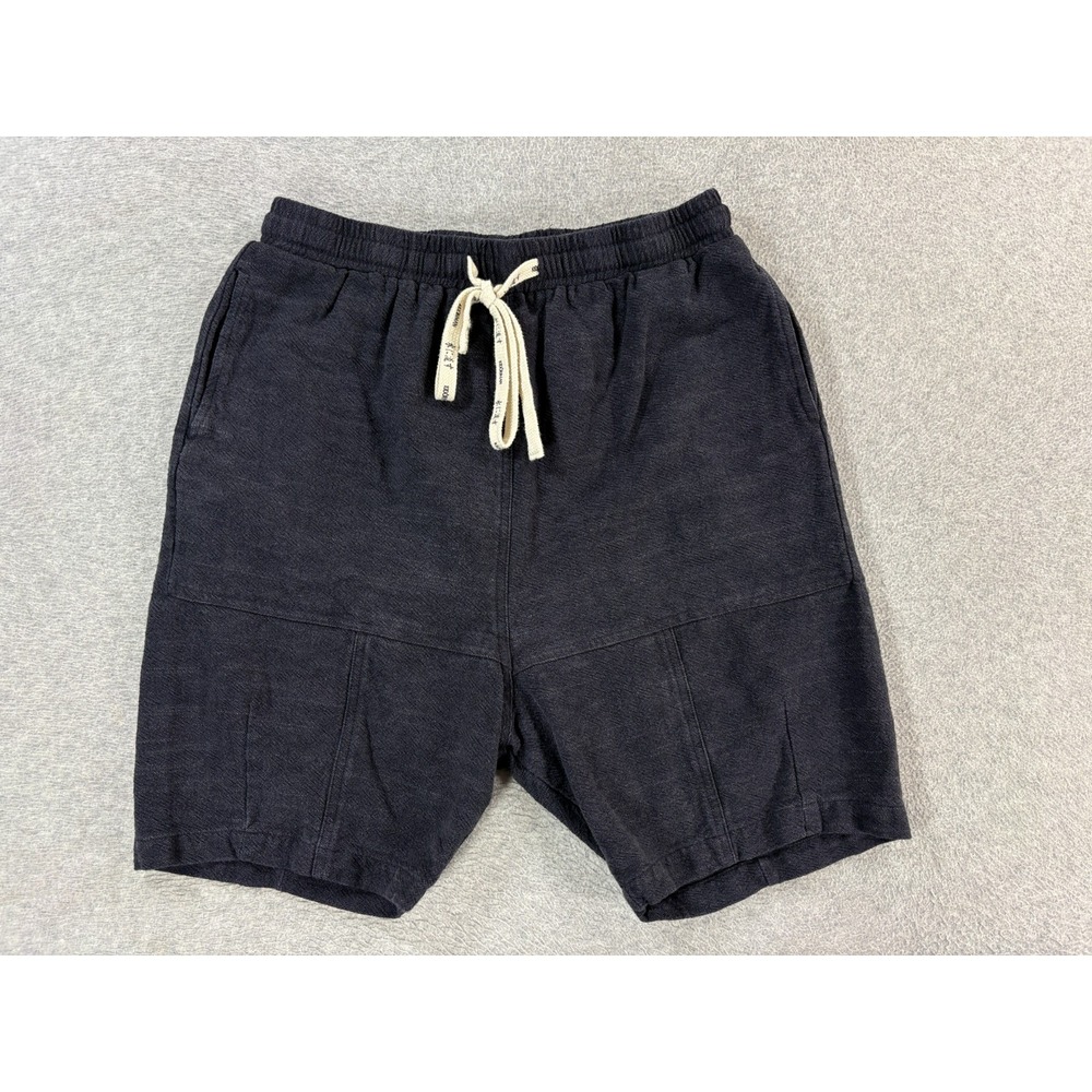 Kidoriman Nokai  Cotton/Linen Relaxed Shorts (Men's Medium) Black -7"